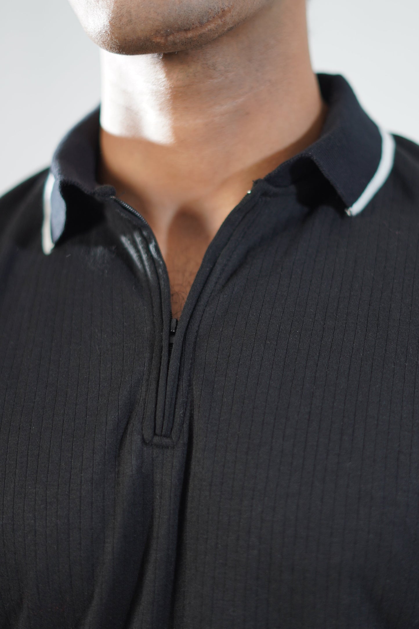 Black Drop Needle zip polo